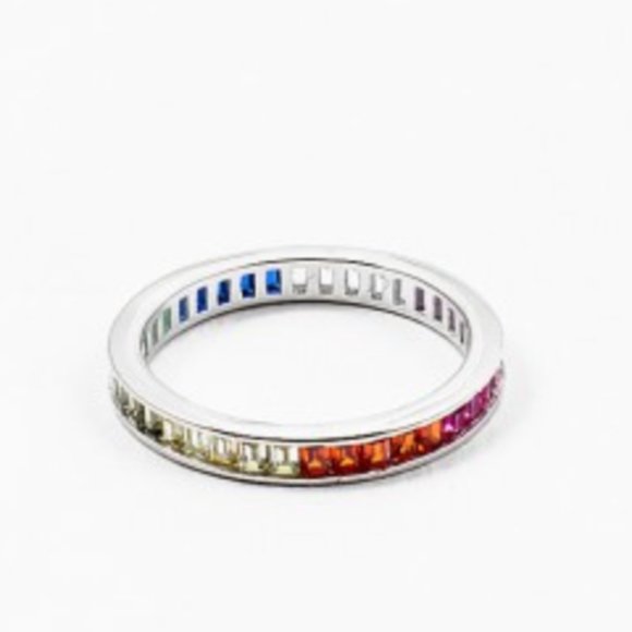 Jewelry - Silver Rainbow Eternity Band Ring Size 7
